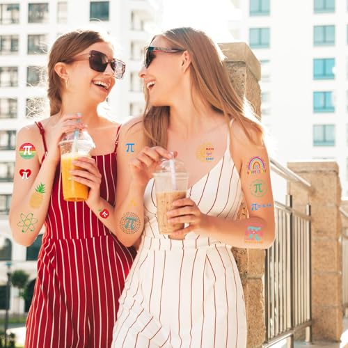 Pi Day Temporary Tattoos - 200+ Happy Pi Day Party Favors Decorations Supplies, Math Symbol Tattoo Stickers for Adults, Math Themed Birthday Party Decor Classroom Prizes Rewards