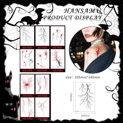 Blood Vessel Temporary Tattoo Stickers - 10 Sheets Halloween