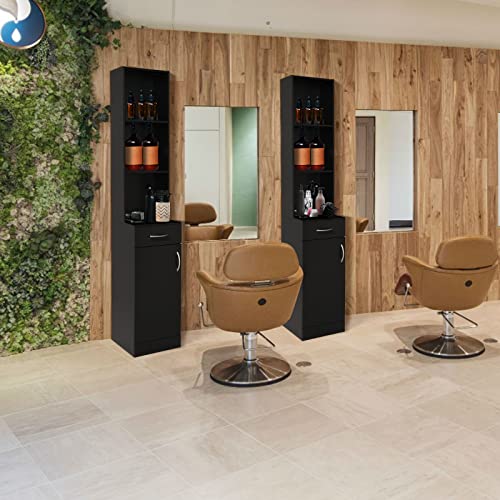 Barber Station Cabinet with Lockable Drawer & 5 Compartments