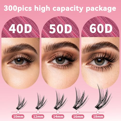 Lash Clusters 300PCS 10-18mm Wispy Volume Eyelashes