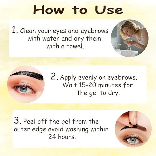 Tattoo Easy Peel Off Eyebrow Gel Brown Eyebrow Tattoo Peel Off Brow Color for Women Easy to Use Last up to 3 Days Waterproof & Transfer-proof (101-Brown)