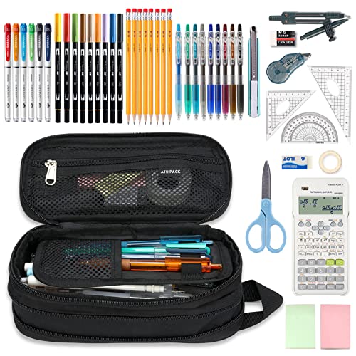 Pencil Case Big Capacity High Large Storage Tactical Small Tool Pouch Bag Marker Pen Case Stationery Bag Travel Holder School College Office Organizer for Kids Men Women Adult Teens (Camo Green)