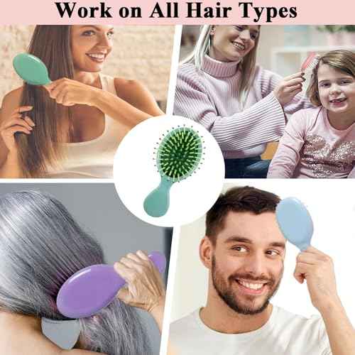 12 Pack Mini Hair Brush Bulk, Wet Hair Brush for Travel, Mini Brush for Most Hair Types, Travel Brushes, Bridesmaid Gifts