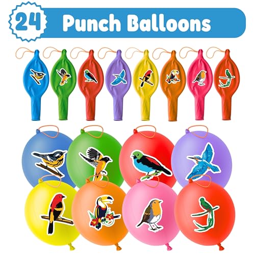 72 Piece Bird Party Favors Set with Punch Balloons & Tattoos