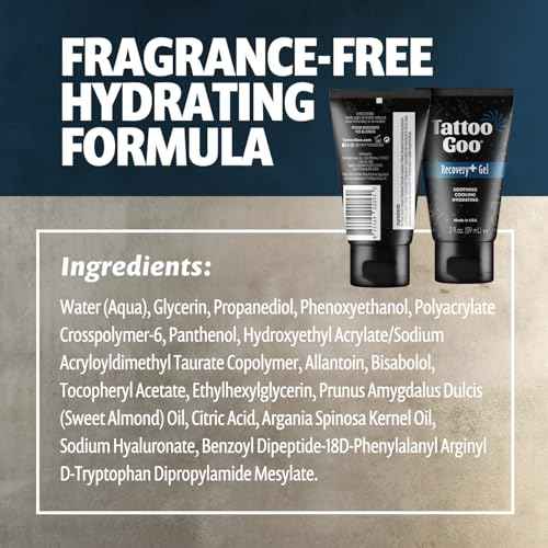 Tattoo Goo Recovery Gel for Tattoo Aftercare, 2 oz, Hydrates & Enhances Healing, Non-Greasy with Panthenol, Allantoin & Glycerin to Soothe Redness & Itch, Helps Ink Appear Brighter