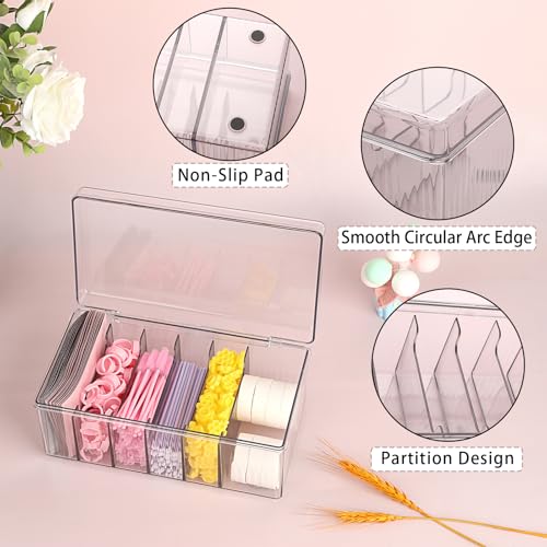 ELLDOO Lash Cart Organizer For Lash Techs, Acrylic Lashes Extension Box, Large Capacity False Eyelash Supplies Organizer Storage Box, Separated Lashes Supplies Container with Lid