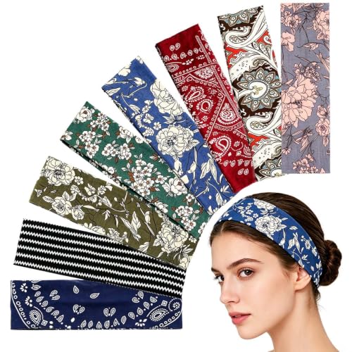 HOLAILS Boho Headbands for Women - Bohemian Hippie Headband Set, Color Variations Included