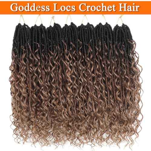 Boho Faux Locs Crochet Hair 24Inch 7Packs Bohemian Goddess Locs Crochet Hair Pre Looped Boho Soft Locs Synthetic Braids Hair Extensions for Women (1b/30/27#, 24 Inch)