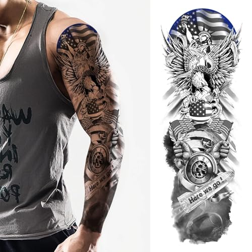 4th of July Temporary Tattoos | Waterproof American Flag Sleeve