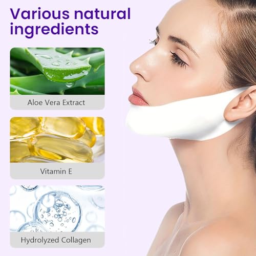 evpct 6Pcs V Line Lifting Mask Strap, Face Lift Mask with Collagen, Hydrating Anti-aging, Rose Red & Universal Size