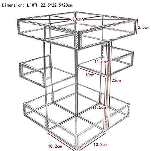 Hersoo 360 Degree Rotation Cosmetic Organizer -Premium Makeup Storage with Spin Base,Antique Countertop Cosmetic Storage,Large Capacity,Beauty Display for Countertop,Vanity or Bathroom (silver)