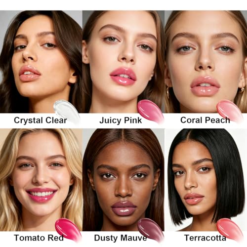 6-Pack Hydrating Lip Oil Set, Nourishing Lip Gloss