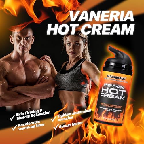 VANERIA Hot Cream,Cellulite Tightening Cream,Skin Firming & Muscle Relaxation, for Tummy, HIPS,Abdomen,Legs, Arms,Waist,Long Lasting & Moisturizing Pre and Post Workout Lotion100g/3.38oz