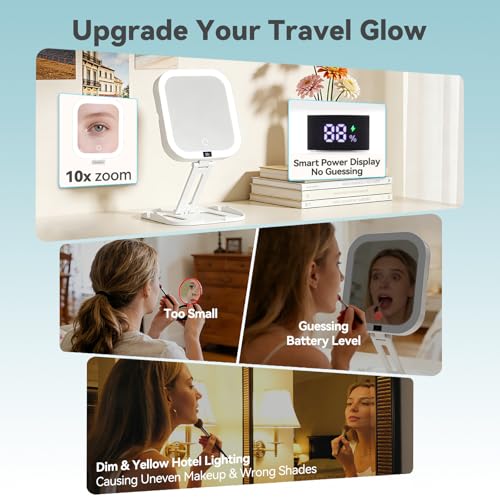 10X/1X Magnifying Makeup Mirror with Lights, Rechargeable