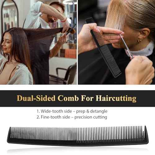 HEYMKGO Barber Comb,14PCS Hair Cutting Comb Set, Professional Salon Fine and Wide Tooth Comb, Barber Clipper Brush Duster Brush, Hair Clips, Rat Tail Teasing Combs for Styling