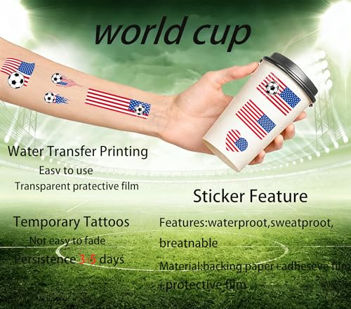 American Flag Soccer Temporary Tattoos - 55 Pieces for Soccer Party & Independence Day