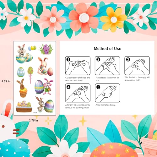 Easter Temporary Tattoos - 73 Colorful Designs, 10 Sheets