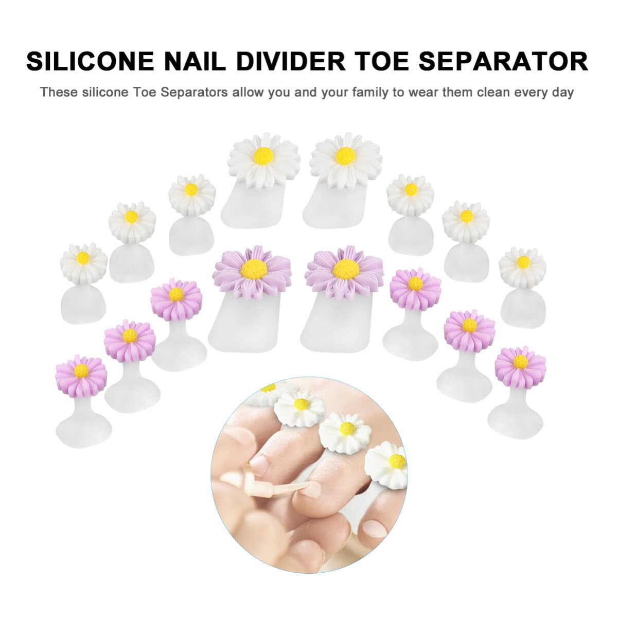4sets Spreaders Style Claw Flower Feet Ju Salon As Adjuster Toes Diasy Divider Pattern Pedicures Pearl Tool Tools Hammer Purple Great Kids Cushions Home Guards Bunion Daisy
