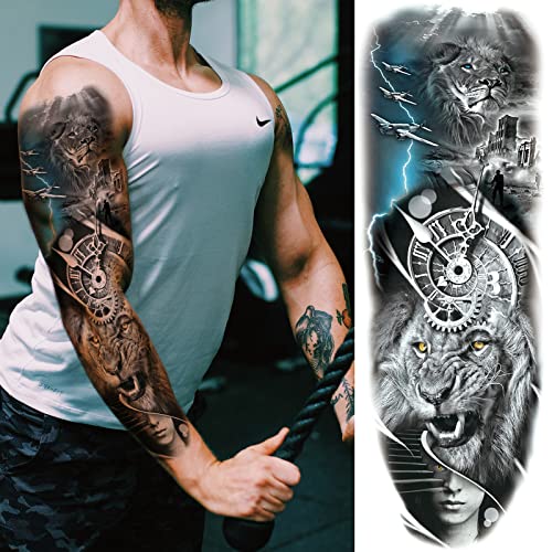 Military Temporary Tattoo Sleeves - 6 Sheets Full Arm
