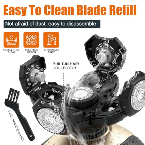 Velurie 5-Head Shaver Replacement Blades, 3-Pack (Black) for Bald Head Clippers