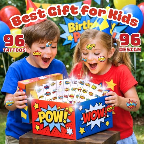 96PCS Hero Temporary Tattoos Stickers for Kids