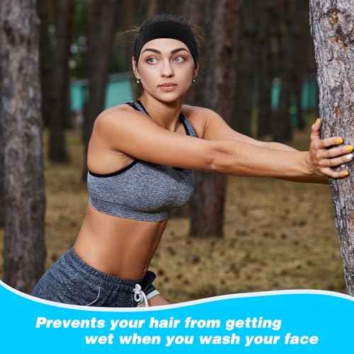 RITOPER Headbands for Women Non Slip, Wide Workout Headband Cotton Black White Head Bands Hair Bands for Women's Hair, Thick Headbands Head Wraps for Fashion, Yoga, Running, Spa Day, Party, Travel
