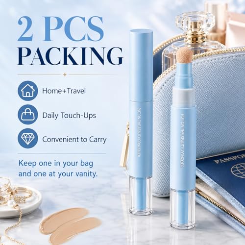 2-in-1 Liquid Foundation & Concealer Pen, Beige (2pcs)