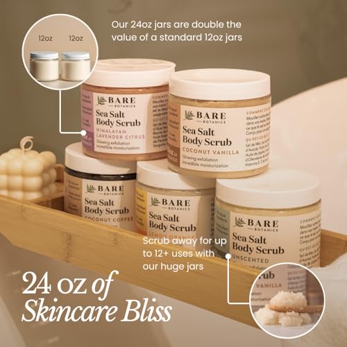 Bare Botanics 24oz Sea Salt Body Scrub - Natural Exfoliator