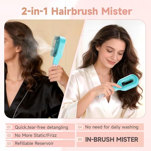 2-in-1 Hair Brush with Water Spray Mister