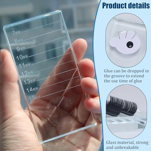 Incauca 2-in-1 Crystal Glass Lash Tray with Glue Holder (2 Pack)