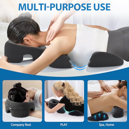 Breast Pillow and Face Down Pillow for Massage Set, Women's Massage Bolster Sleeping for Bed with Non-Slip Bottom, Home Head Chest Cushion for SPA-Dark Gray