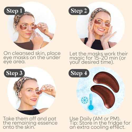 AURAE Caffeine Under Eye Patches (30 Pairs) - For Dark Circles & Puffiness - Hydrating Caffeine Eye Mask