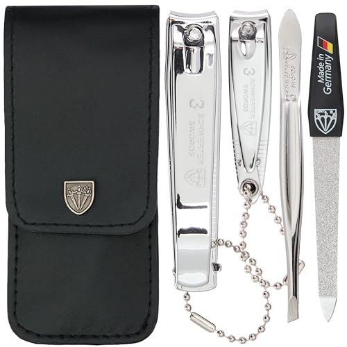 4-Piece Manicure Pedicure Grooming Kit with Leather Case