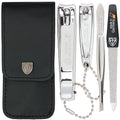 4-Piece Manicure Pedicure Grooming Kit with Leather Case