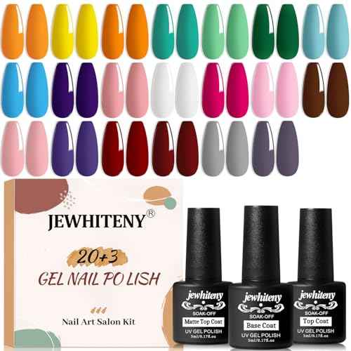JEWHITENY 23 PCS Gel Nail Polish Set 20 Color Jelly-like Nail Polish Suitable for Salon and Home DIY Manicure
