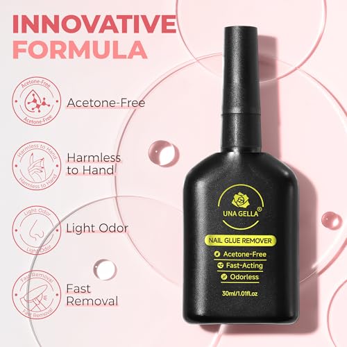 UNA GELLA A1 Nail Glue Remover 30ML - Built-in Crowbar, Acetone-Free Gel Nail Remover