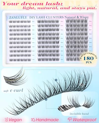 Short Lash Clusters 8-10-12mm Natural Wispy Eyelash Extensions 180pcs