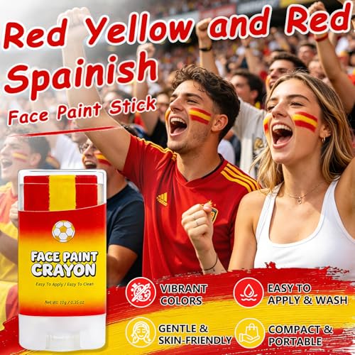 Spain Flag Face Paint Stick - Non-Toxic, Waterproof Crayon for Sports