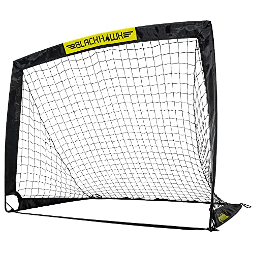 Franklin Sports Blackhawk Backyard Soccer Goal - Portable Kids Soccer Net - Pop Up Folding Indoor + Outdoor Goals - 4' x 3' - Black