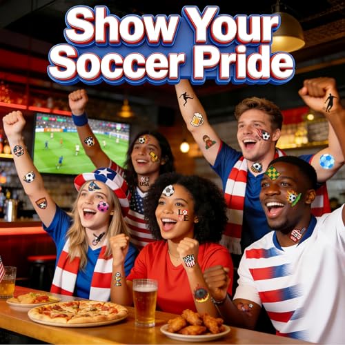 100-Piece Temporary Soccer Tattoo Set ? Premium Football Designs, Pre-Cut for Easy Application, Ideal for Party Supplies, Gifts, and Fan Events