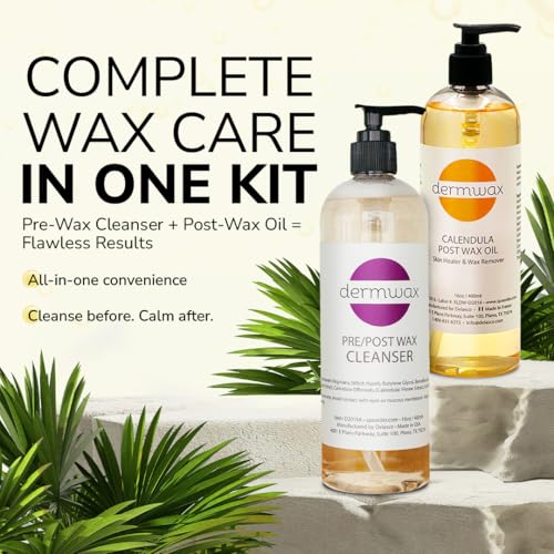 Pre and Post Wax Care Kit ? Complete Prep & Aftercare in One Set ? Cleanser Removes Oils & Residue ? Calendula Oil Calms & Nourishes Skin ? Gentle, Paraben-Free Formulas