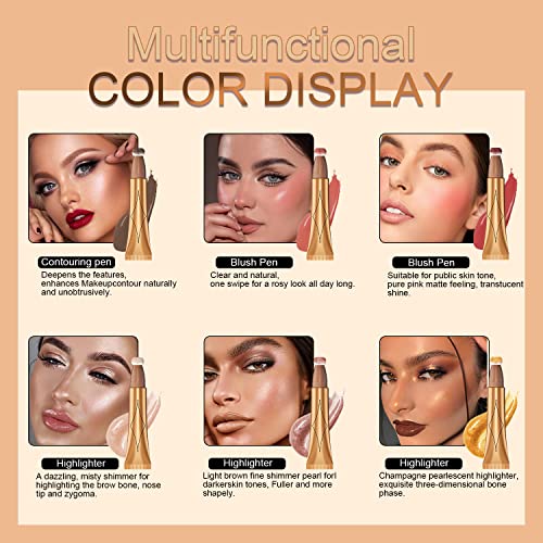 Cream Liquid Highlighter Beauty Wand,Xcreando Shimmer Highlight Stick with Cushion Applicator Silky Bronzer Stick Waterproof Lightweight Face Contouring Makeup with Illuminator Finish(#04 Pearl White)