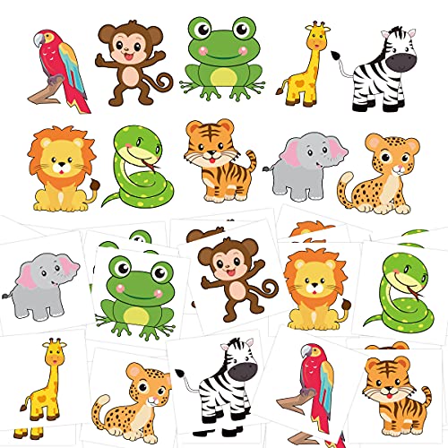 Animal Temporary Tattoos for Kids - 60 Pack Safari Party Favors
