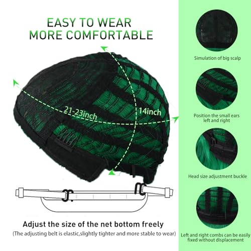 Green 14 Inch Short Wavy Bob Wig with Bangs - Heat Resistant Synthetic