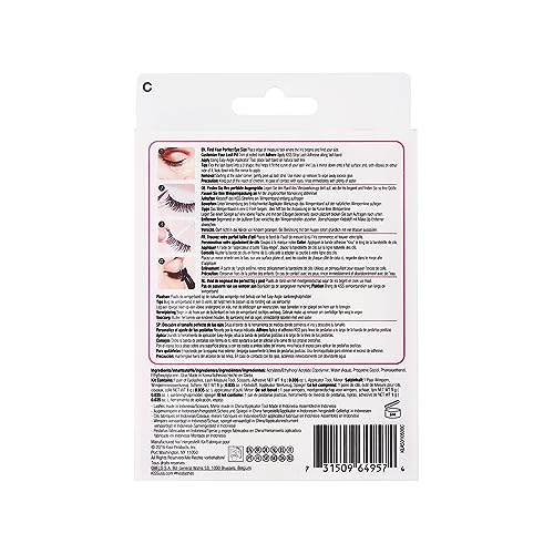 KISS Lash 11 False Eyelashes, 'Effortless', 12 mm, Includes 1 Pair Of Eyelash, Measuring Tool, Scissors, Lash Adhesive, Applicator, Mirror, Contact Lens Friendly, Easy to Apply, Reusable Strip Lashes