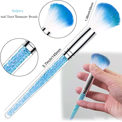 21PCS Acrylic Nail Brush Set Nail Art Brushes for Acrylic Application UV Gel Nail Brush Dotting Pen 3D Nails Brush for Acrylic Powder Nail Extension Acrylic Nail Kit Set Professional (21PCS Blue)