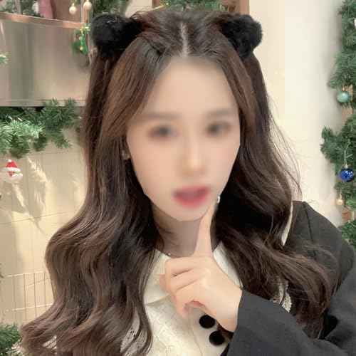 4pcs Cute Plush Cat Ear Hair Clips - Winter Fuzzy Cute Claw Clips Soft Non-Slip Small Bangs Claw Clips, Black Brown Cat Ear Broken Mini Hair Clips Accessories for Women Decoration