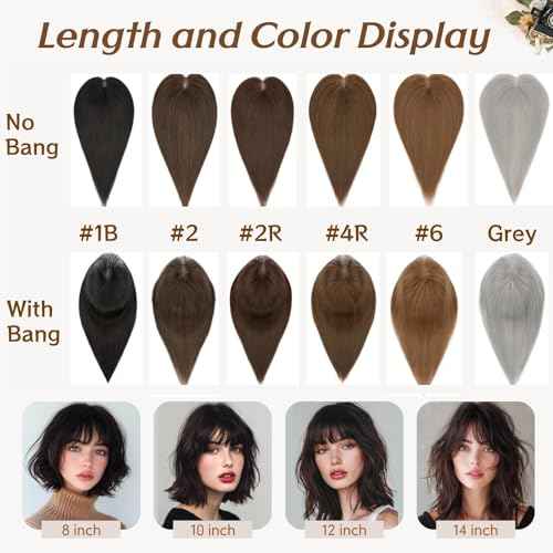 Rich Choices Hair Toppers for Women Real Human Hair Remy Hairs Toppers Hairpieces for Women with Thinning Crown Wispy Clip in Topper 10 Inch No Bang-#2R Chocolate Brown