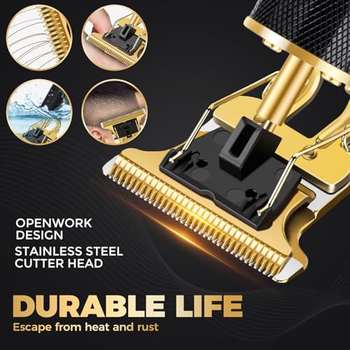 candyfouse Professional Beard Trimmer for Men, Hair Clippers with 4 Limit Combs, Cordless Rechargeable with LCD Display, Approaching Zero Gapped Cutting Grooming Kit