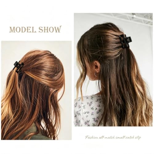 Mini Claw Hair Clips for Women & Girls, 1.5 Inch Black Hair Claw Set